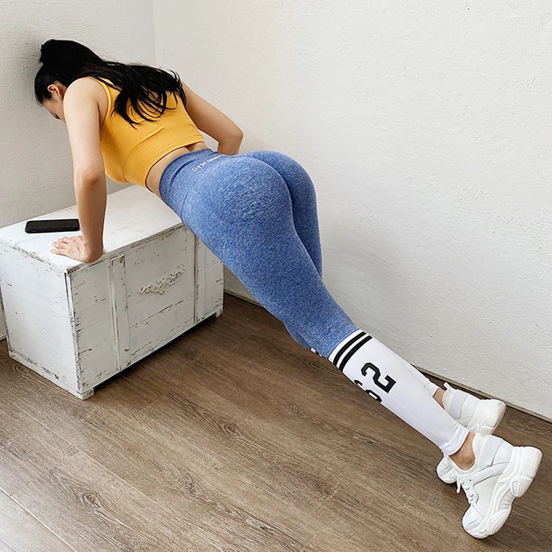 Женские леггинсы с завышенной талией и эффектом пуш-ап штаны для йоги цифровым