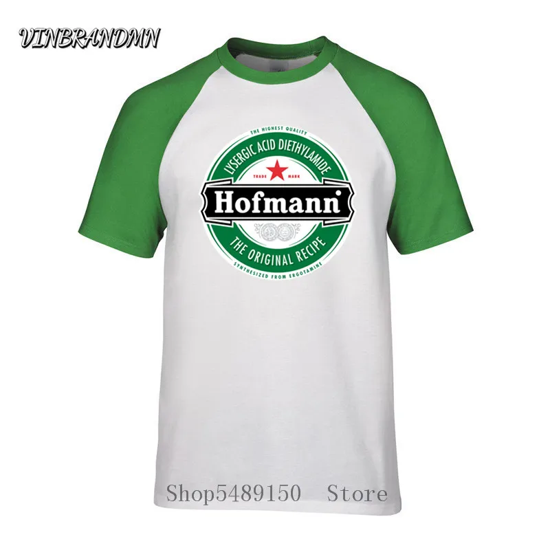 Funny Oversized Casual T-shirt Unique Adults Hofmann LSD Beer Label T Shirt Short Sleeve Top Tees Stretchy Organic Cotton Tshirt | Мужская