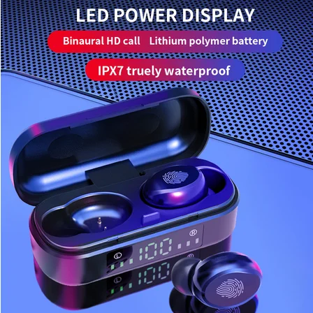 Bluetooth наушники 5 0 беспроводные TWS гарнитура спортивные светодиодный для