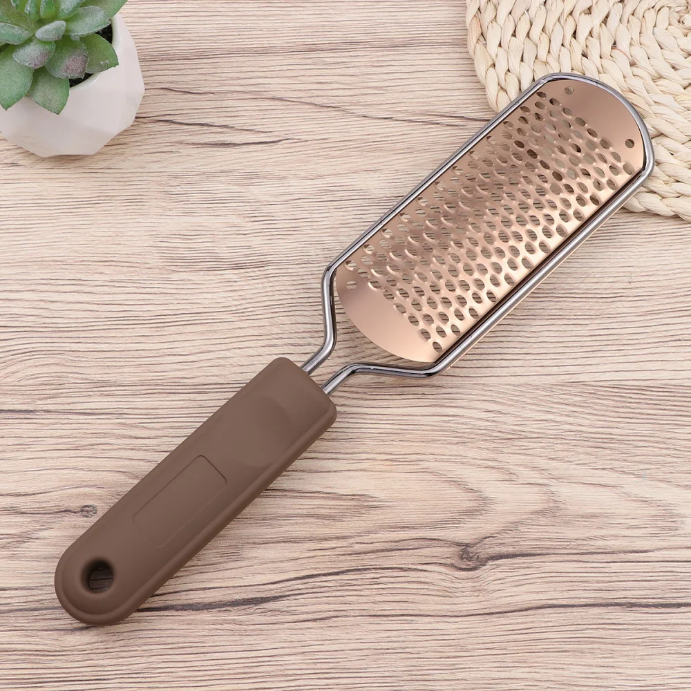 

1pc Multifunctional Stainless Steel Foot Exfoliator Grinder Dead Skin Callus Remover for Man Woman (Rose Gold with Square Hole)
