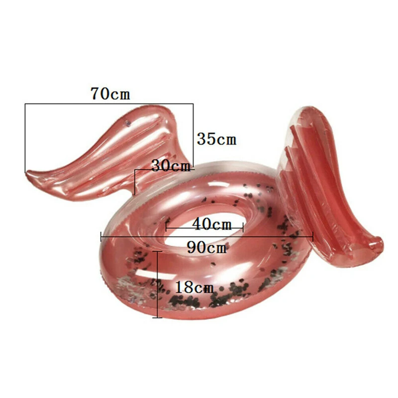 

Inflatable Swimming Ring Sequin Angel Wing Shape Sequins Floating Swimming Ring Water Fun Party Outdoor Swimming Pool Seat Toy