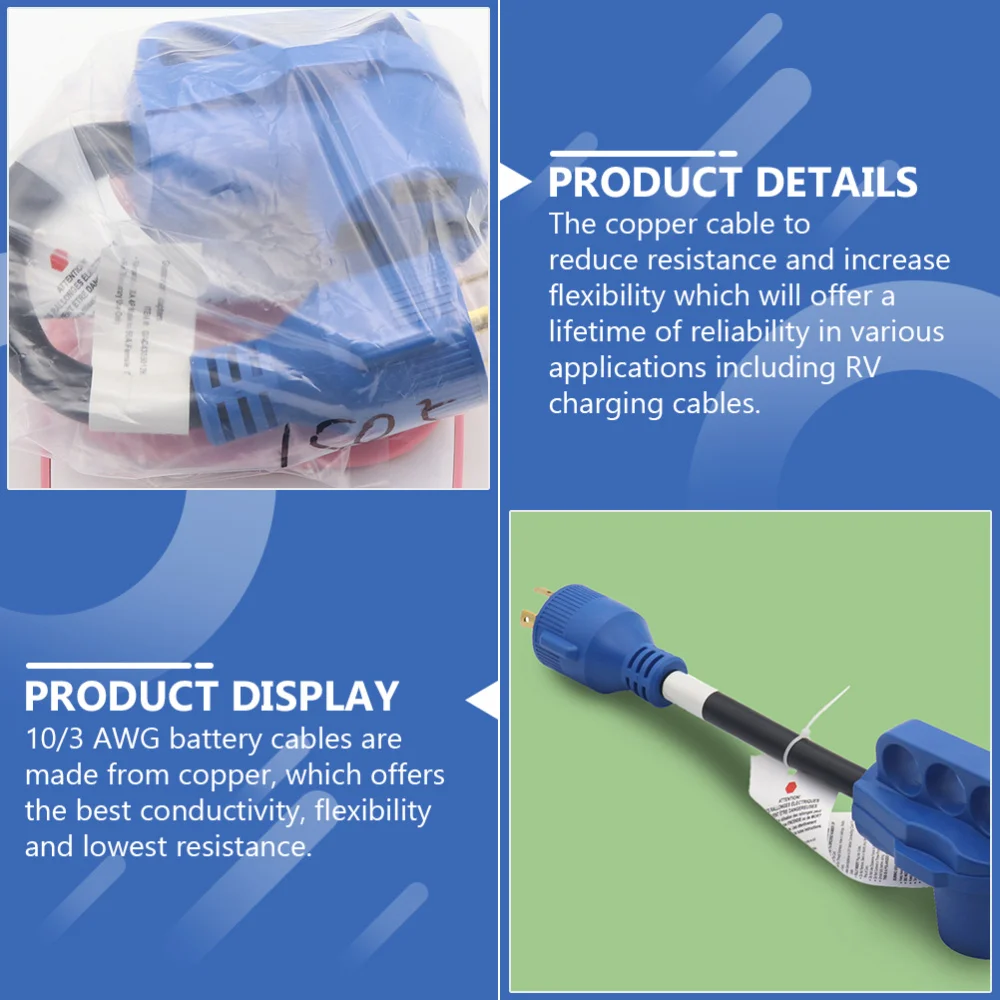 

RV Charging Cable Replacement 3 Prong Locking 30 to 50A Electrical Adapter Cord