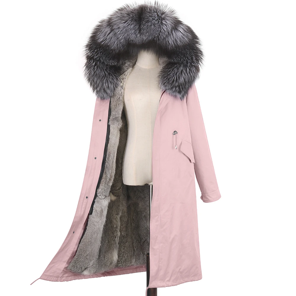 2021 Brand Waterproof women Parka Real Rabbit Fur Coat Natural Fox Raccoon Fur Collar Hood Winter Jacket Women Removable enlarge