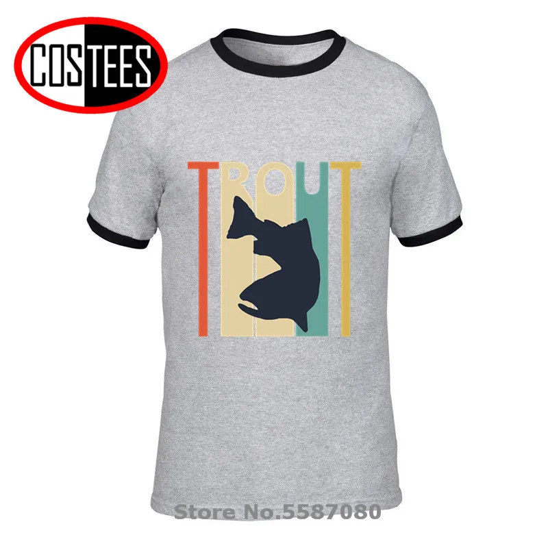 Винтажная футболка с изображением коричневой форели рыбалки s забавная рисунком