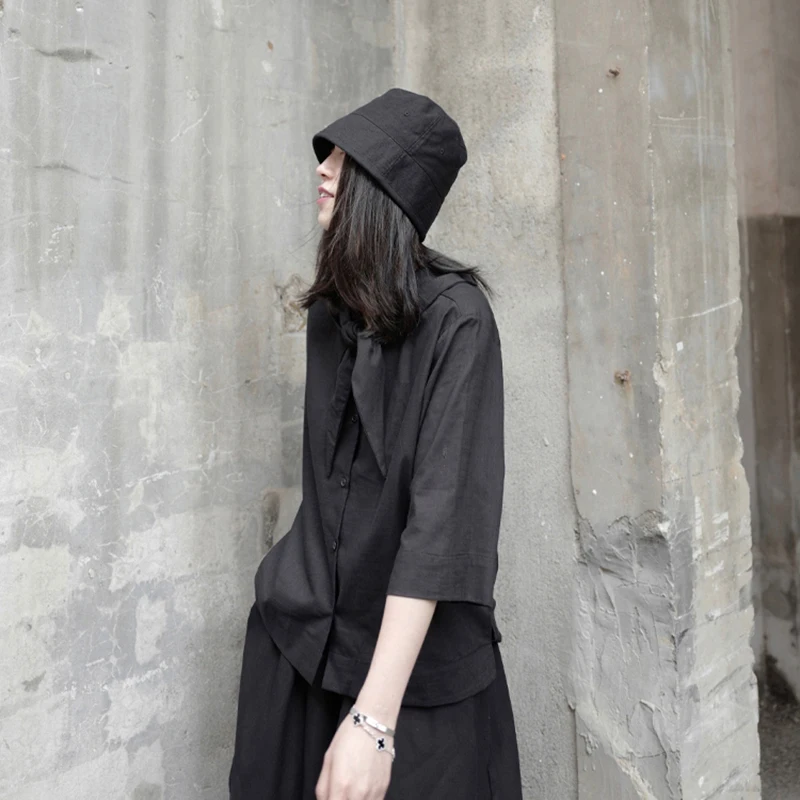 

[EAM] Women White Bandage Bow Big Size Blouse New Lapel Three-quarter Sleeve Loose Fit Shirt Fashion Spring Summer 2021 1W721
