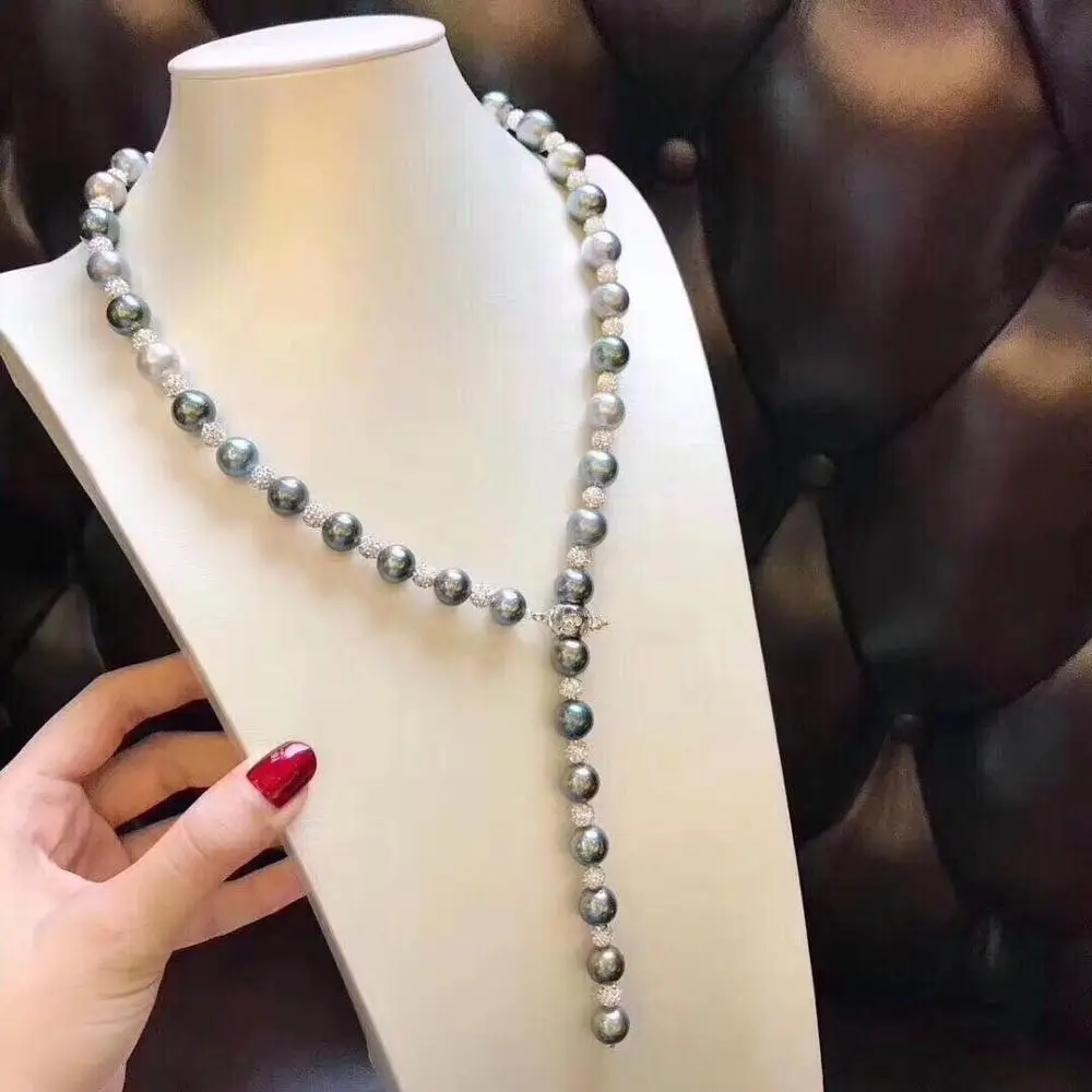 Женское Ожерелье из натурального пресноводного жемчуга с черными жемчужинами