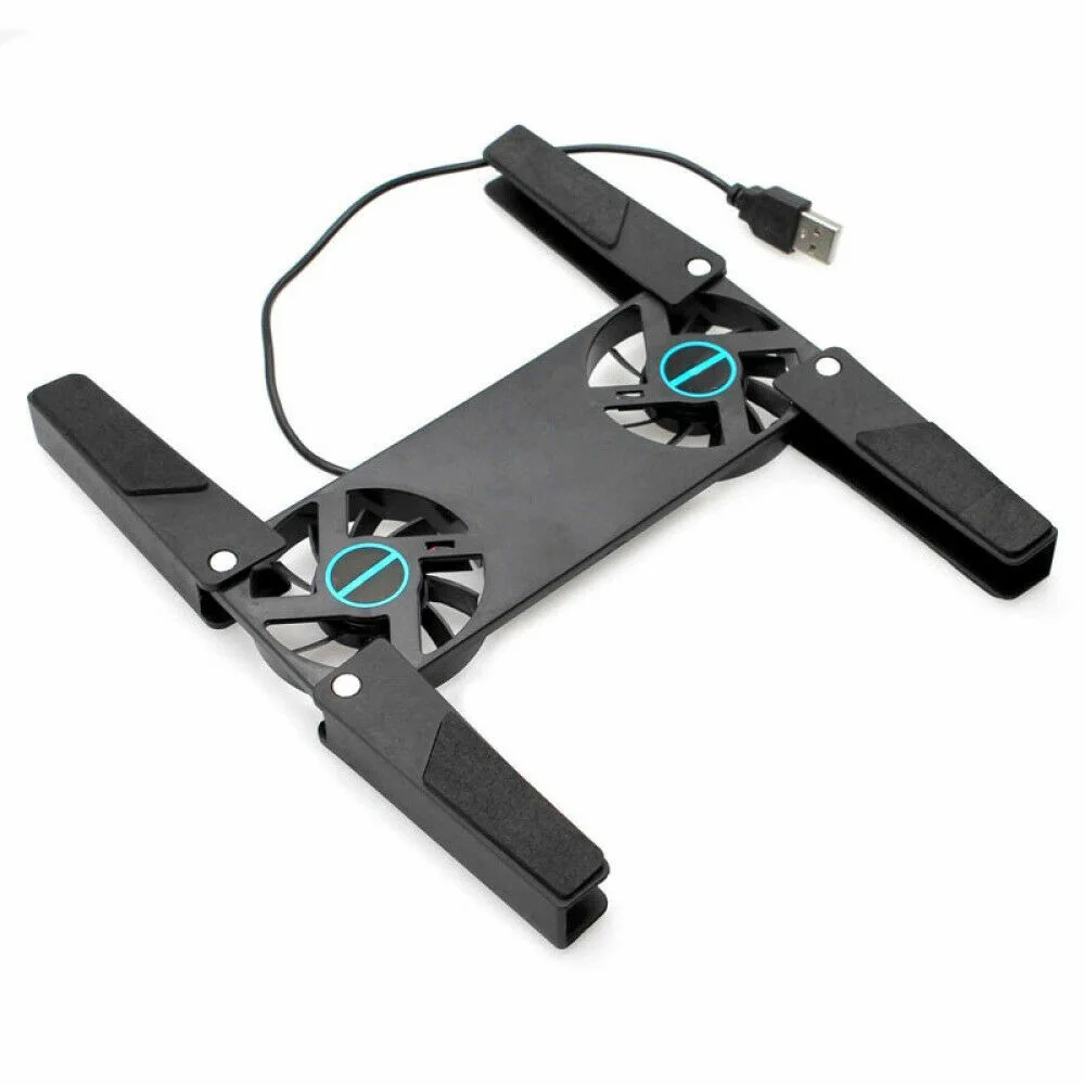 

Laptop Desk Stand Double Cooling Fan Laptop Stand Foldable USB Rack Mount Bracket Black Laptop Accessories