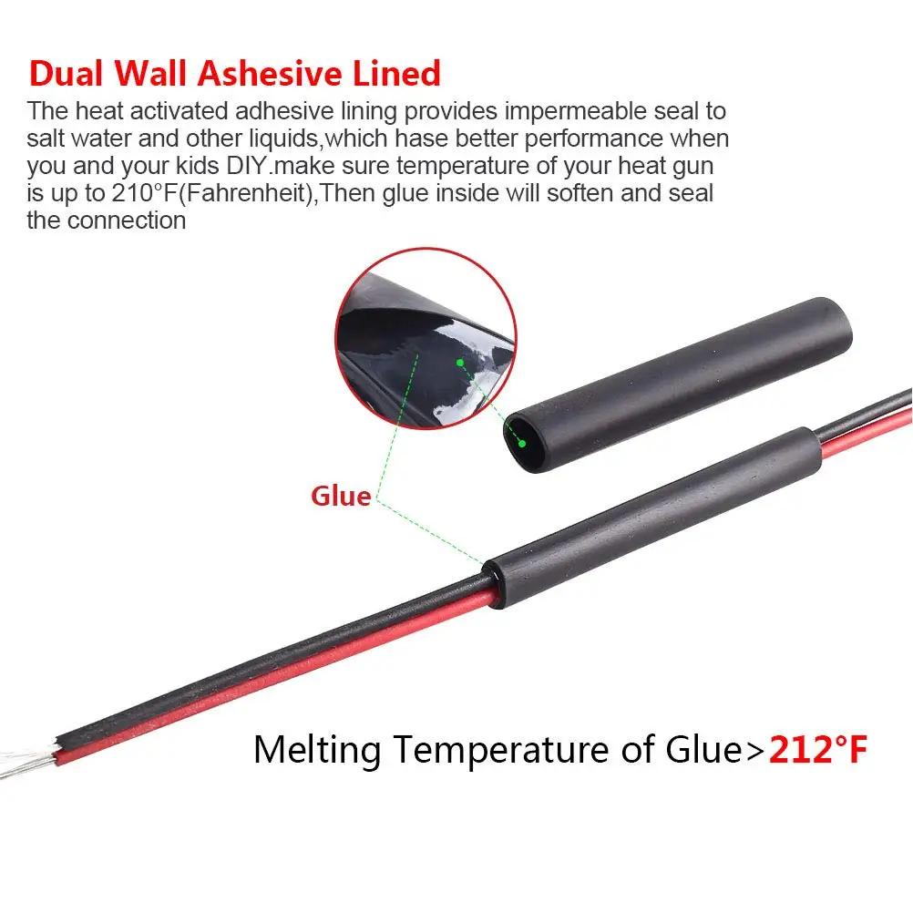 Набор термоусадочных трубок с двойными стенками 3:1 5 размеров (диаметр): 150 3/8 1/4 3/16