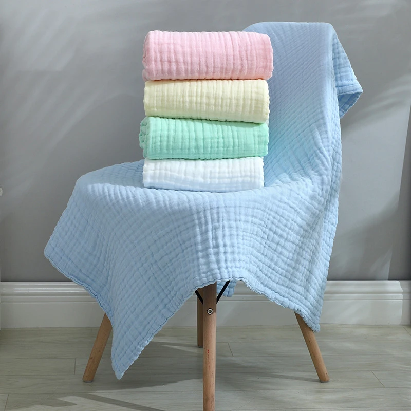 

110X 105cm six layers thick cotton plain child is pure color gauze soft towel seersucker class A children's bath towel