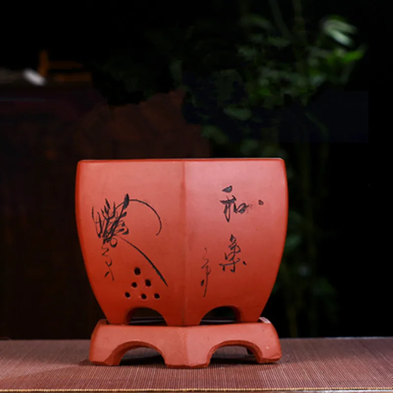 Красивая горшок для цветов с фиолетовым песком специальный бонсай кливии