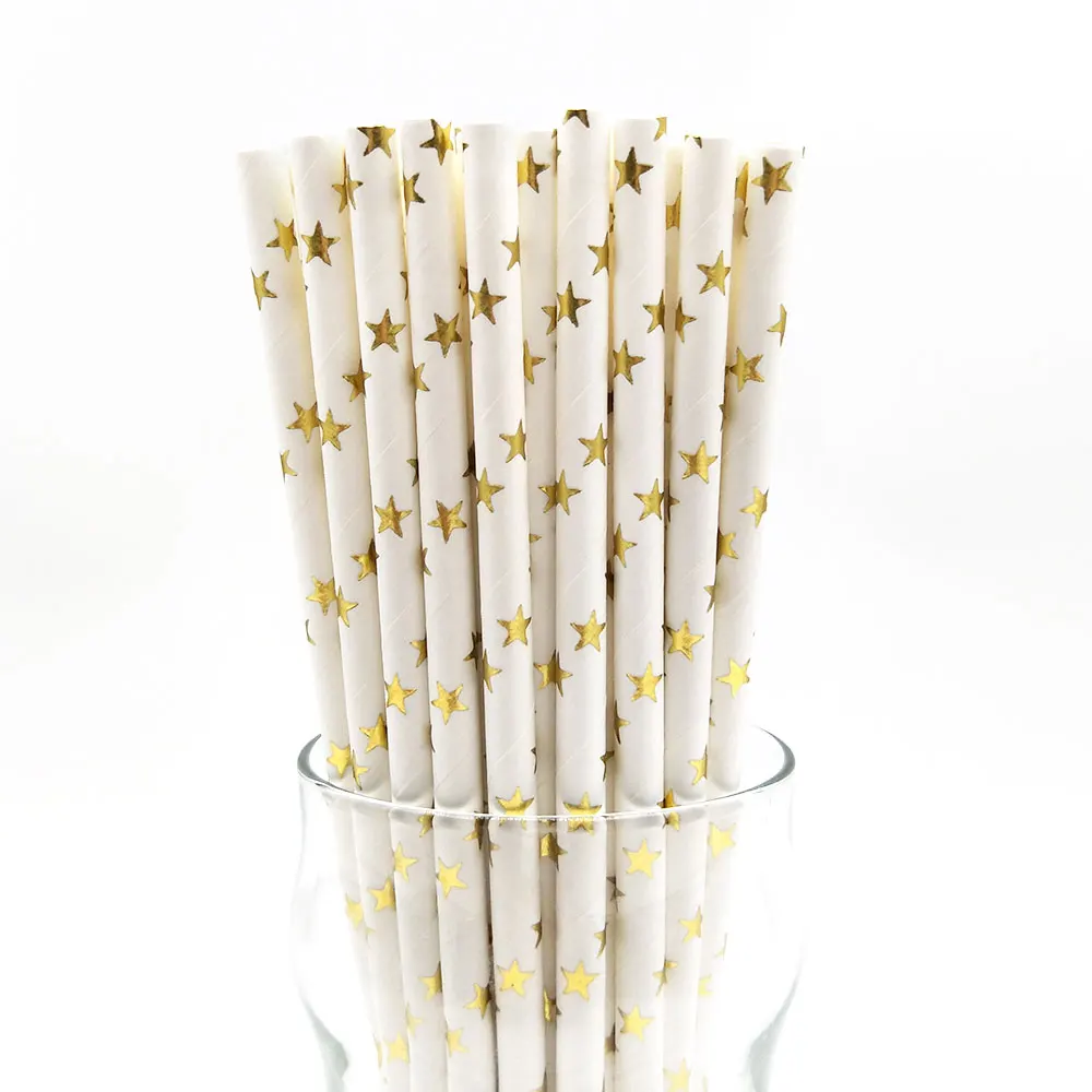 25 шт. бумажная соломинка для питья золотой серебряный шеврон соломенная