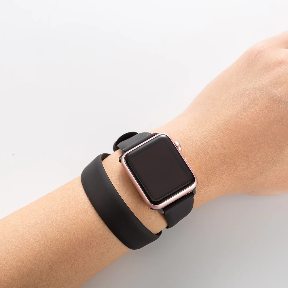 Ремешок силиконовый для iwatch series 7 SE 6 5 4 44 мм 40 41 45 спортивный браслет с двойным