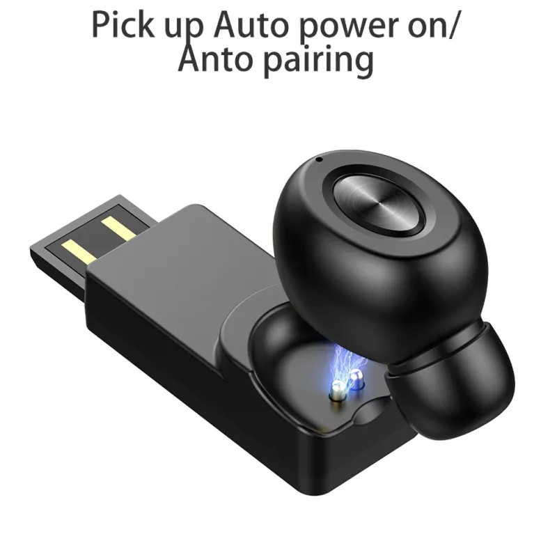 ABS Материал Bluetooth V5.0 одно ухо вкладыши мини невидимая гарнитура Магнитная Зарядка