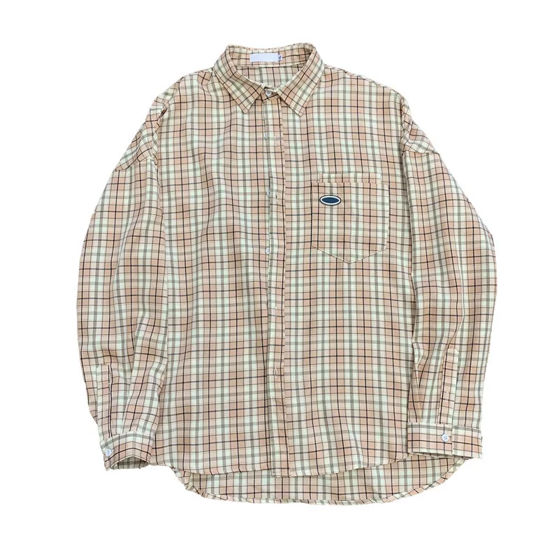 

New Hong Kong style son long sleeve shirt fashion leisure literature and art small fresh men's shirt jacket male