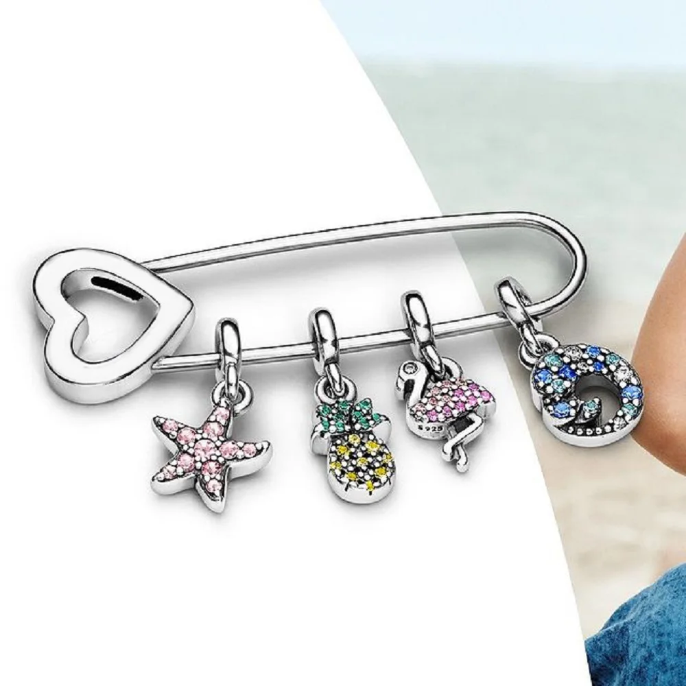 

Hot Sale S925 Silver Safety Pin Brooch For Original Pandora Me Series Charms Brooch On Charms Pendant Dangle Diy Jewelry
