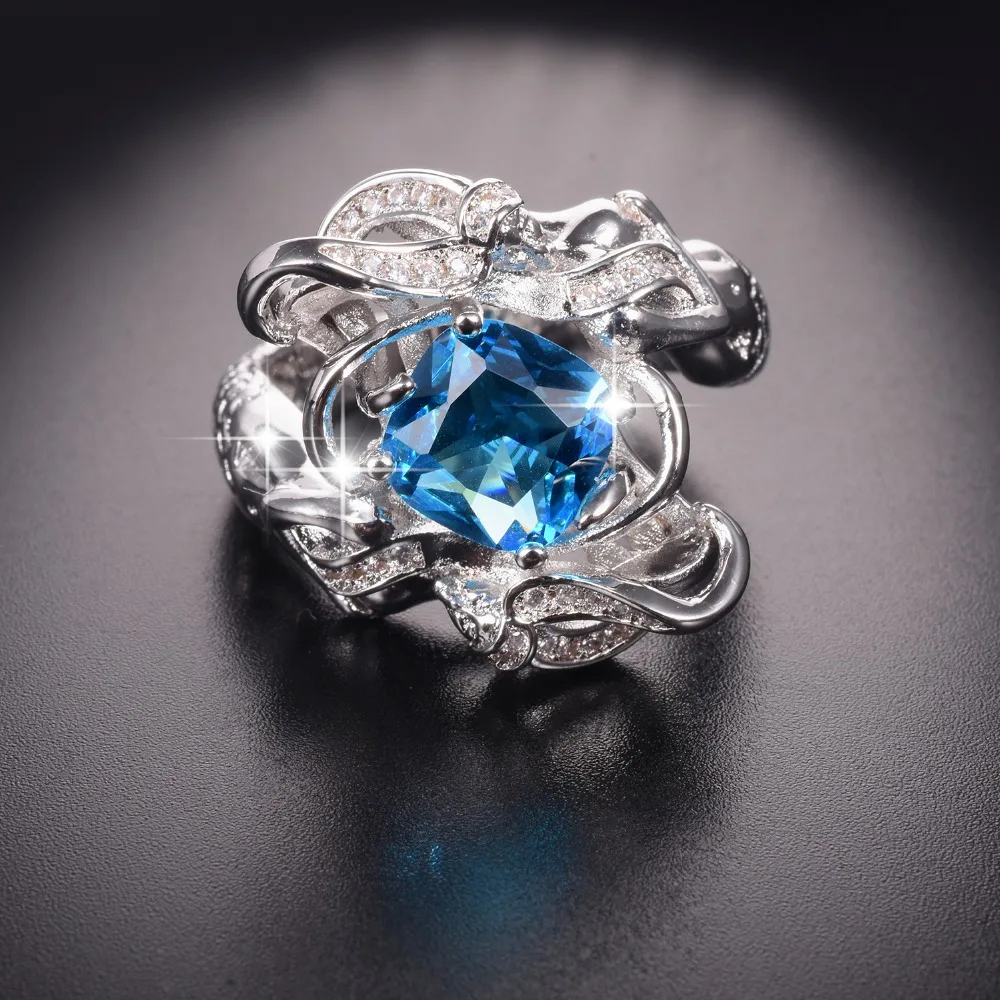 Promotion!!! Wedding Ring Jewelry Mermaid Sky Blue Birthstone 925 Sterling Silver for Women Size 5-10 Drop shipping | Украшения и