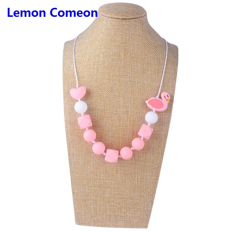 

Новое Детское Силиконовое колье-прорезыватель с мультяшным рисунком, кулон-моляр, жевательные силиконовые бусины для прорезывания зубов, д...