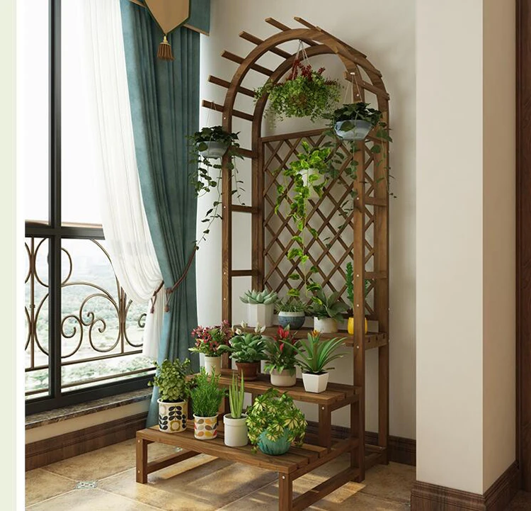 

Подставка для цветов из массива дерева, креативная многослойная подставка для цветов на балконе, полка для комнатного или Гостиного цветоч...