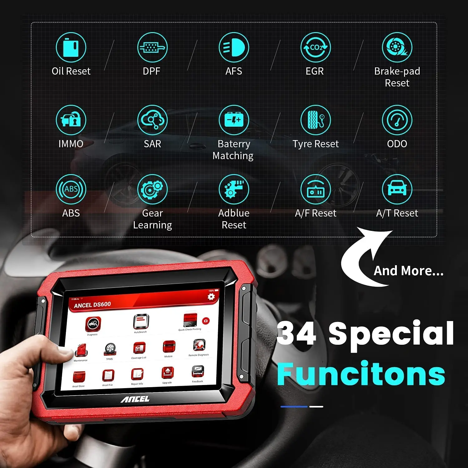 Диагностический инструмент ANCEL OBD2 для всех систем DS600 двигатель ABS SRS подушка