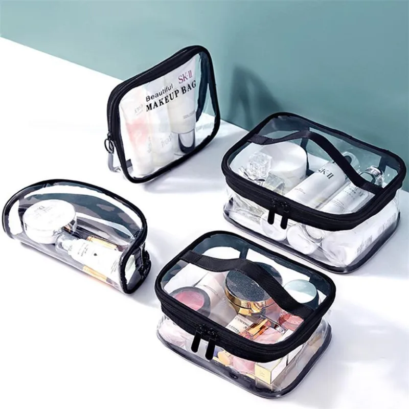 

Waterproof Transparent PVC Bath Cosmetic Bag Women Make Up Case Travel Zipper Makeup Beauty Wash Organizer Toiletry Storage Kit