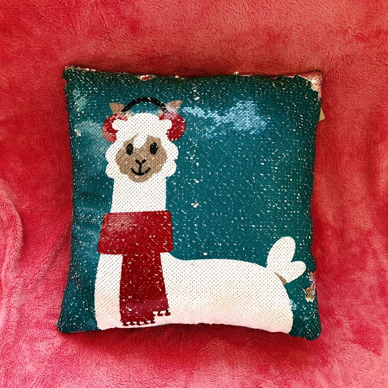 Мягкая подушка с блестками для ламы 40 см блестящее сердце плюшевые игрушки