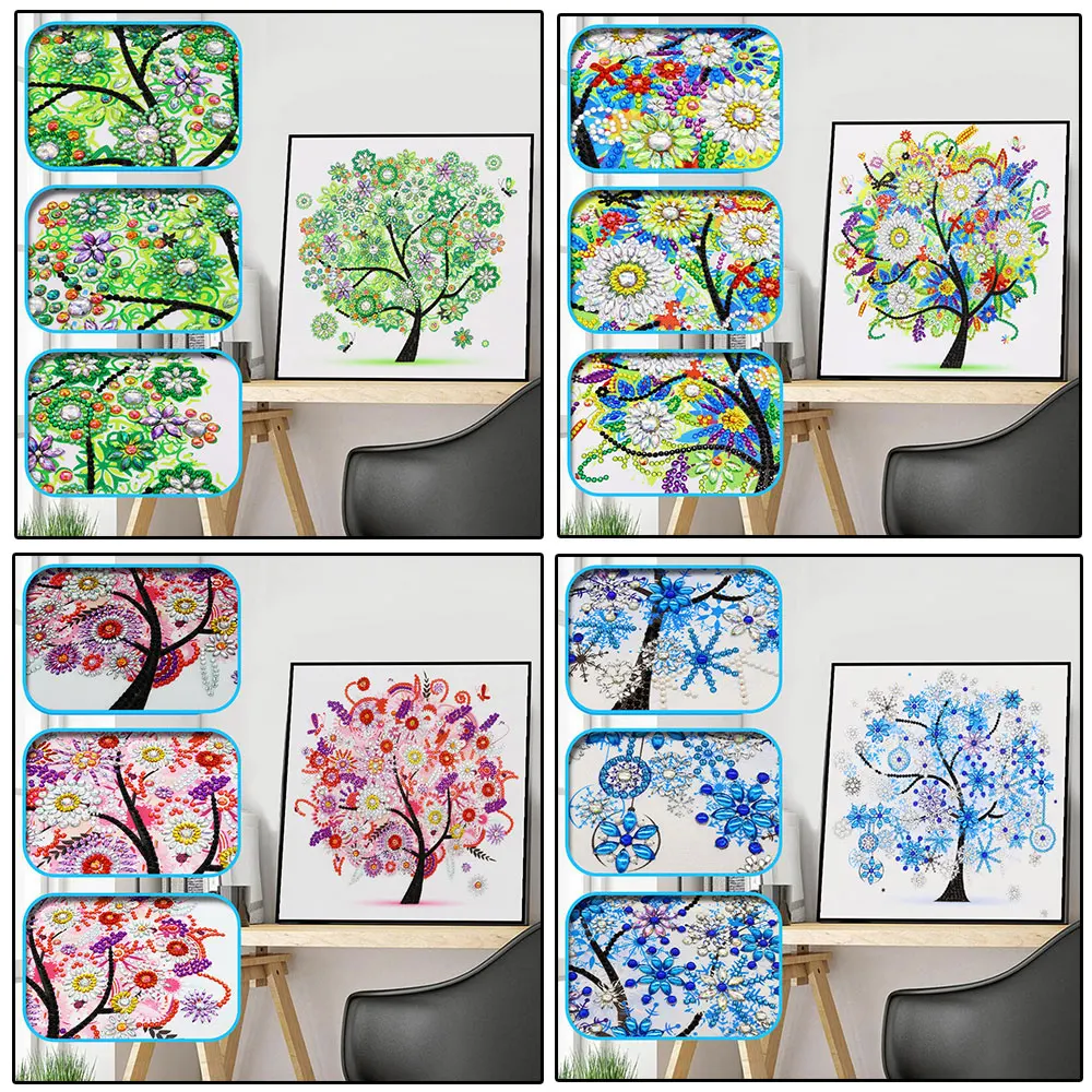 

Diamond Embroidery Four Seasons Trees Picture Special Shaped Diamond Painting Needlework Rhinestone 5d Cross Stitch 30x30cm