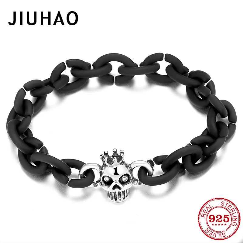 Lucky black bead мужской браслет из твердой резины браслеты skullcap очаровательные модные