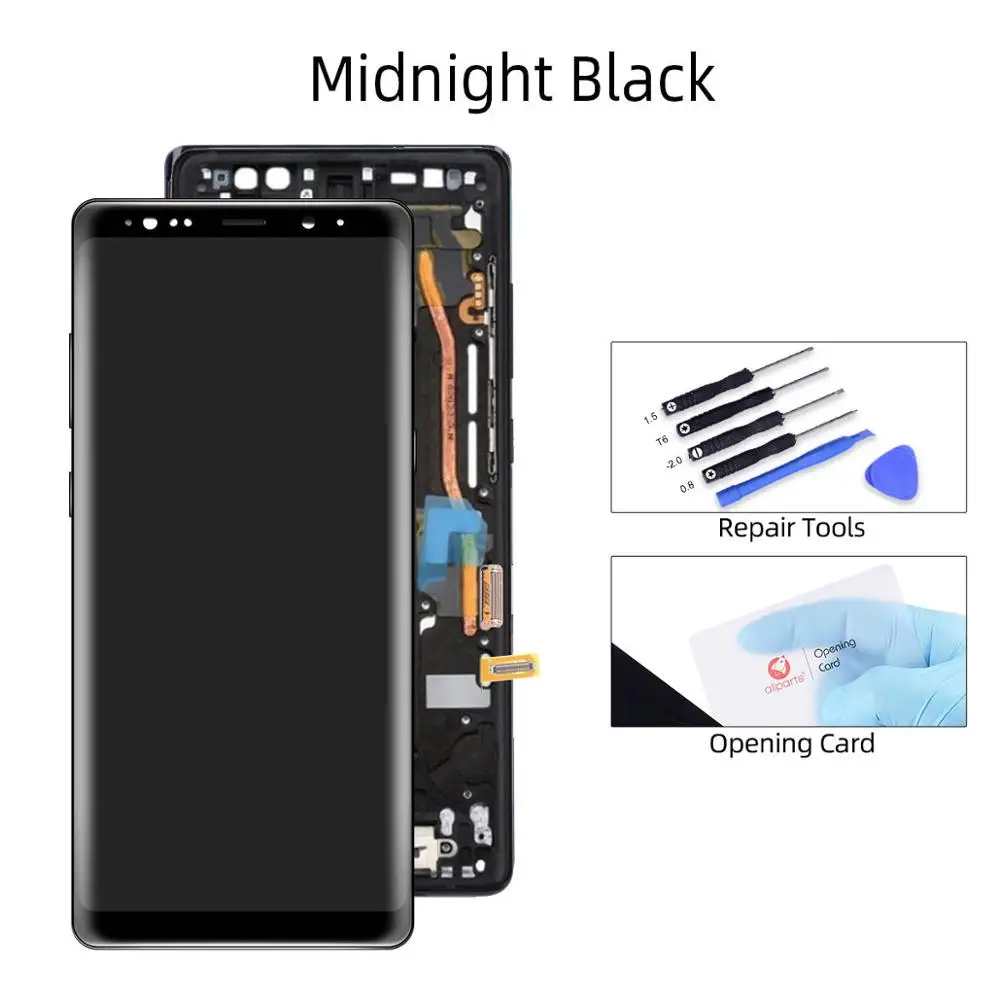 Black with Frame AMOLED Дисплей для Samsung Galaxy Note 8 N9500 LCD в сборе с тачскрином 6.3'' черный - Цвет: Black with Frame