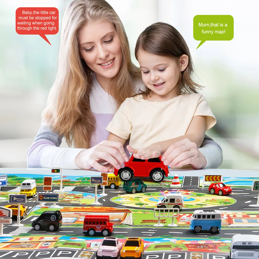 

Детские игровые коврики, дорожные знаки для дома, модель автомобиля, парковочная карта городских пейзажей NIN668