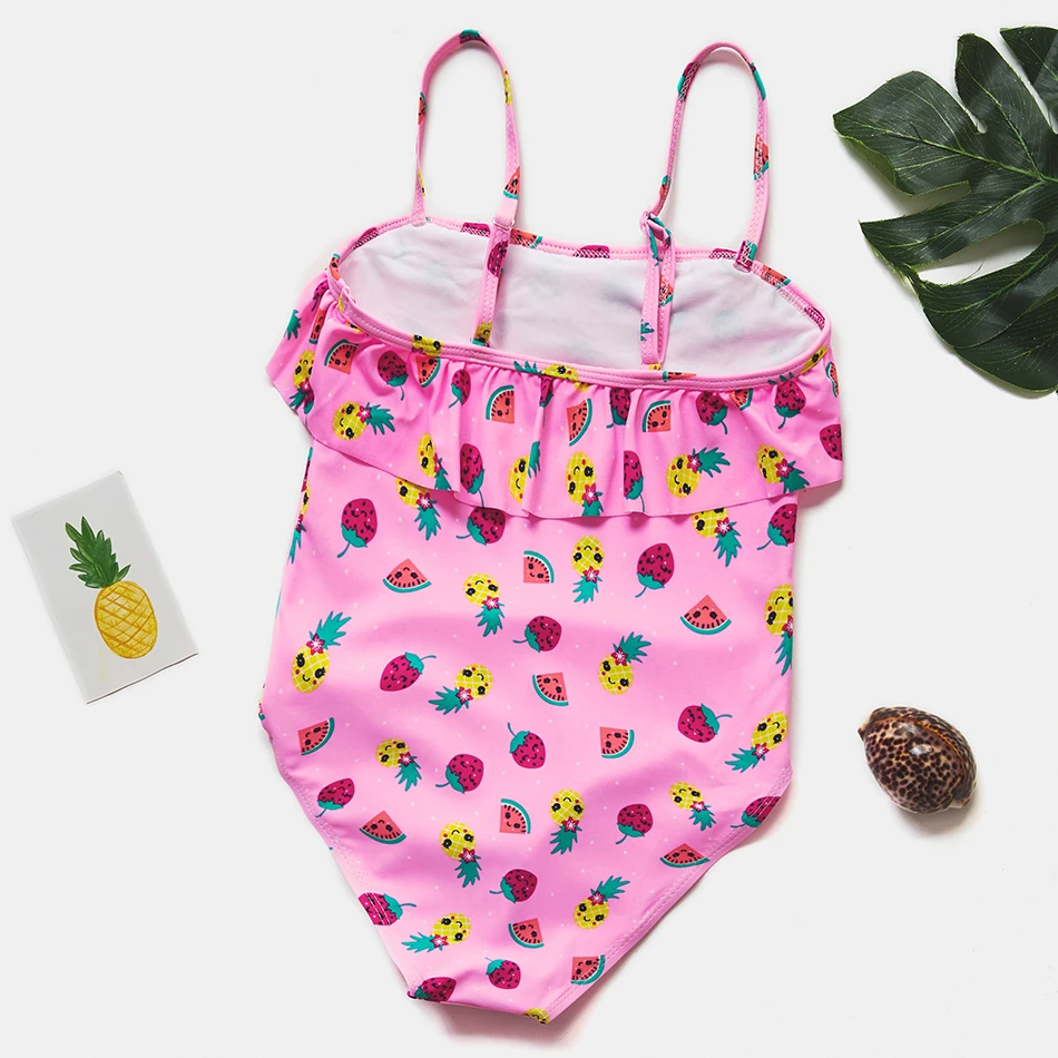 Ruffle Stripe Swimsuit Girls 2020 Kids 2-8Y One-Piece Beach One-Shoulder Swimming Bathing Suits Little Bowknot Swimwear | Спорт и