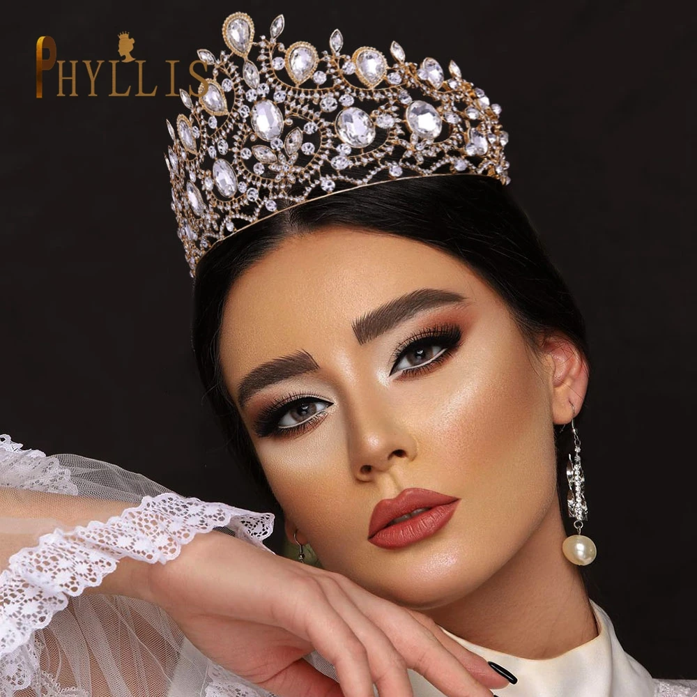 

A44 Silver Gold Rhinestone Bride Crown Luxury Wedding Hair Accessories Women Tiara Turkey Wedding Headpiece Catwalk Hair Jewelry