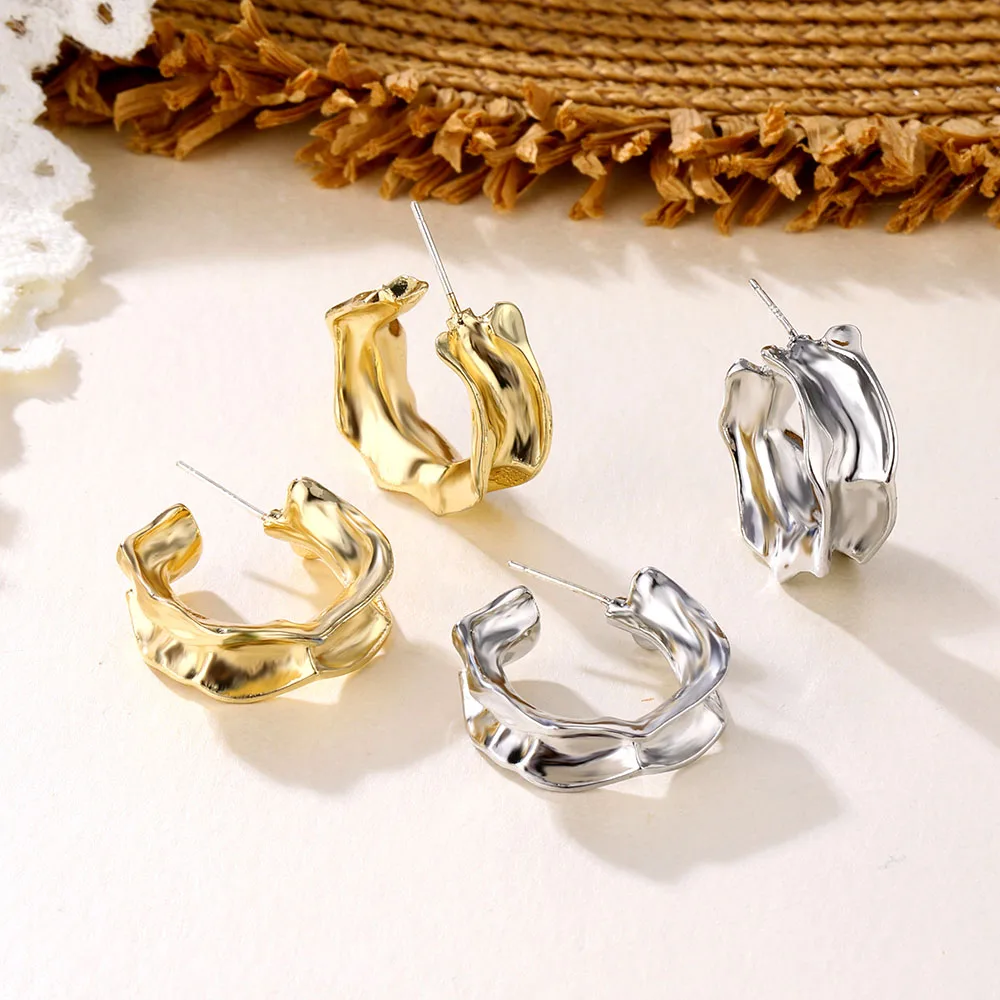 

VKME personality metal earrings ins wind simple earrings female Korean temperament fashion earrings net red ear jewelry