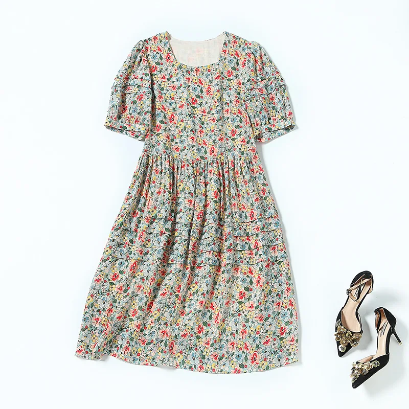 

73343 square neck Floral Dress