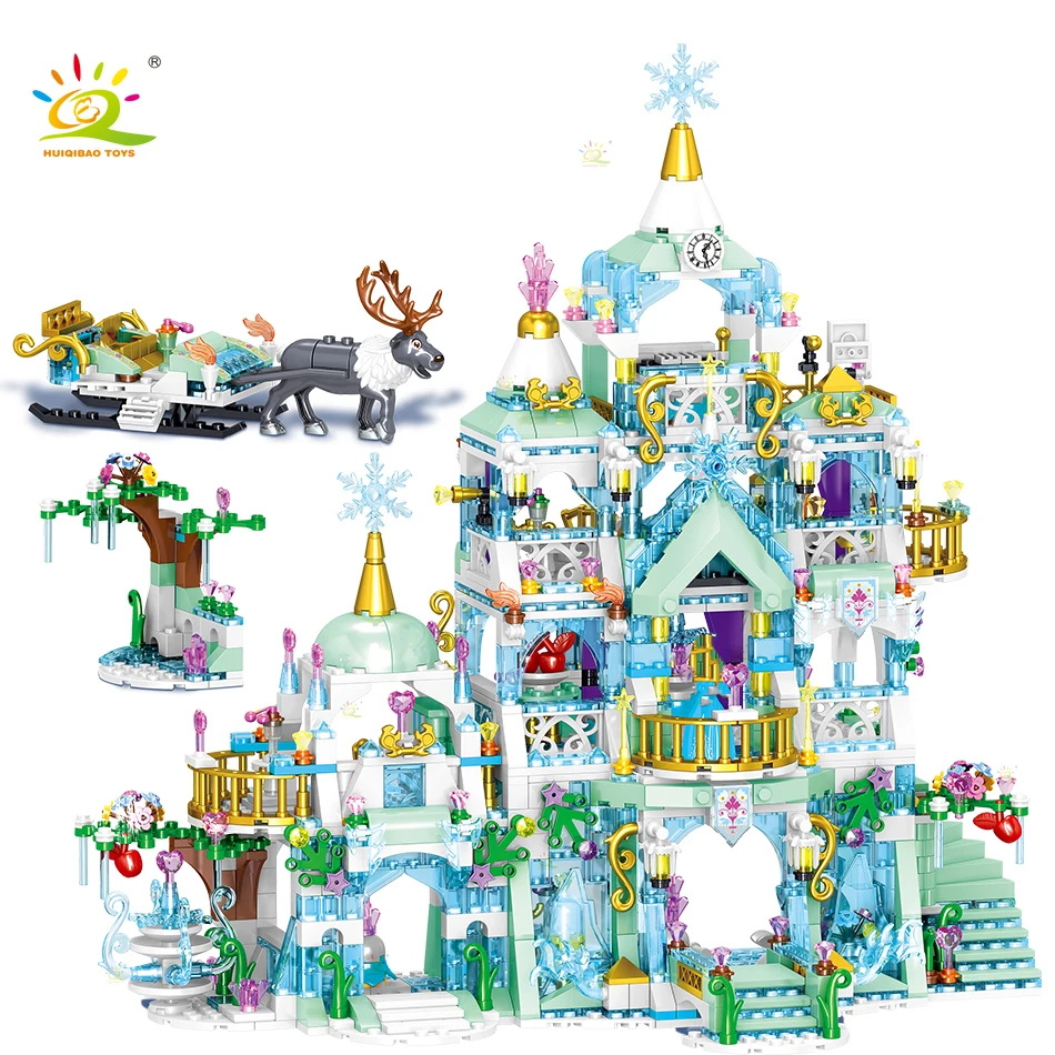 

HUIQIBAO 1529PCS Princess Magical Ice Palace Building Blocks Friends Series For Girls Figures Castle House Bricks Children Toys