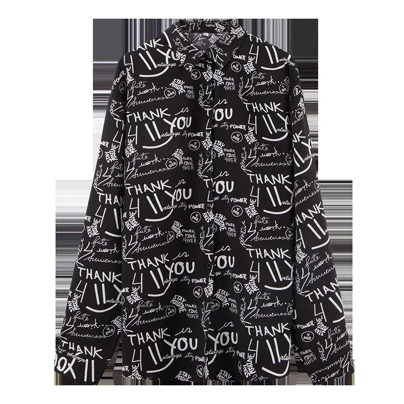 

Letter Print Vintage Stylish Loose Elegant Office Lady Blouse Women Shirts 2020 Autumn New Fashion Long Sleeve Plus Size Tops