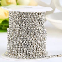 wholesale white close cup chains one roll flatback sew on tape shape dense crystal rhinestones garment wedding party nails d%c3%a9cor