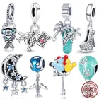 Подвески plata of ley оригинальные подходят для оригинального браслета pandora серебряного цвета Женские Подвески Ювелирные изделия galaxy Звездное небо Подвески Бусины