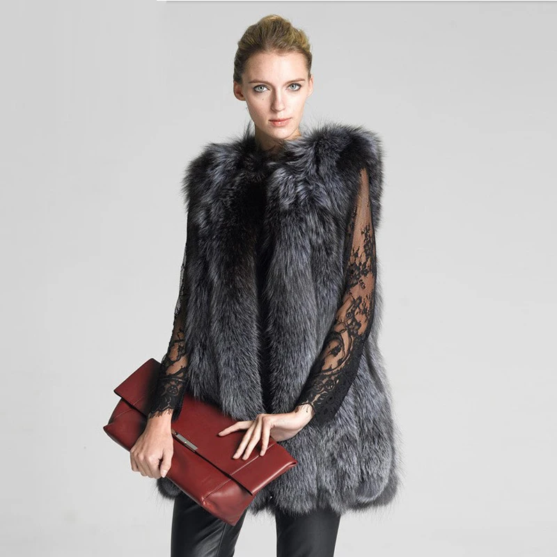 Зимний женский жилет из искусственного меха серебристо серое пальто Женское