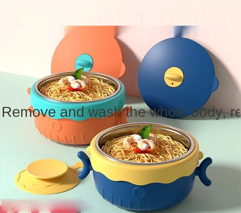

Baby Water Injection Insulated Bowl Baby Eating Solid Food Bowl Children's Tableware Set Drop-Proof and Hot-Proof Stainless