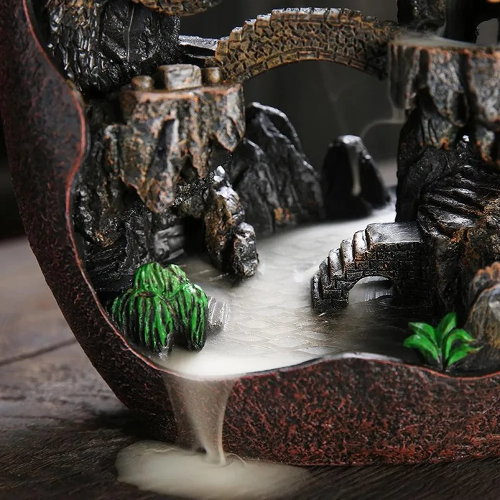 

1Pc Chiese Mountain River Backflow Incense Burner Creative Home Tea Room Temple Living Room Bedroom Office Yoga Decor