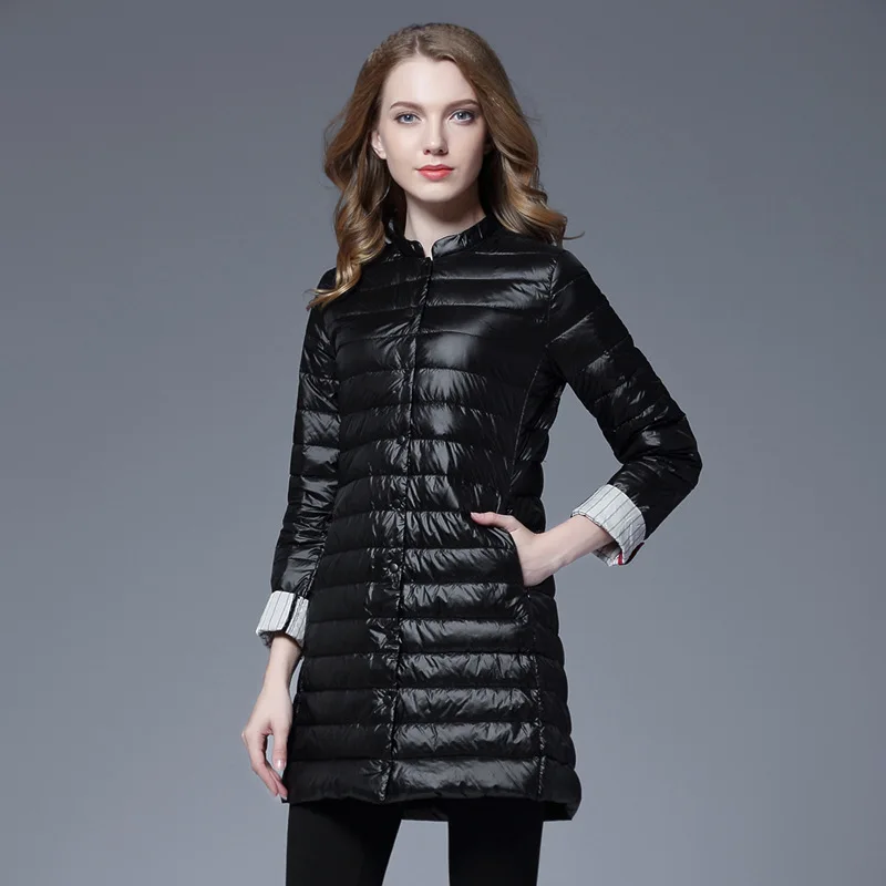 Новый стиль маленький пуховик с воротником стойкой Женский однобортный