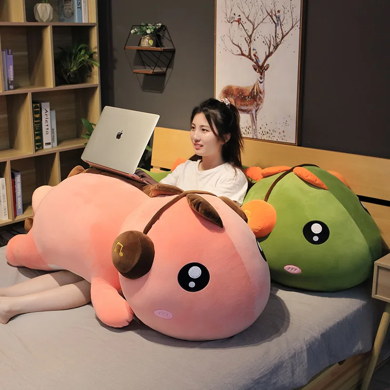 Симпатичный креативный милый длинный динозавр с наушниками плюшевые игрушки