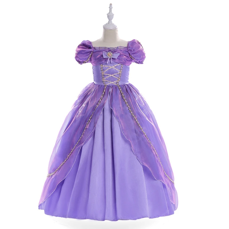 

Girls Princess Rapunzel Dress Sofia Costume Children Deluxe Tangled Dress up Clothing Kids Girl Part Dress Halloween Birthday