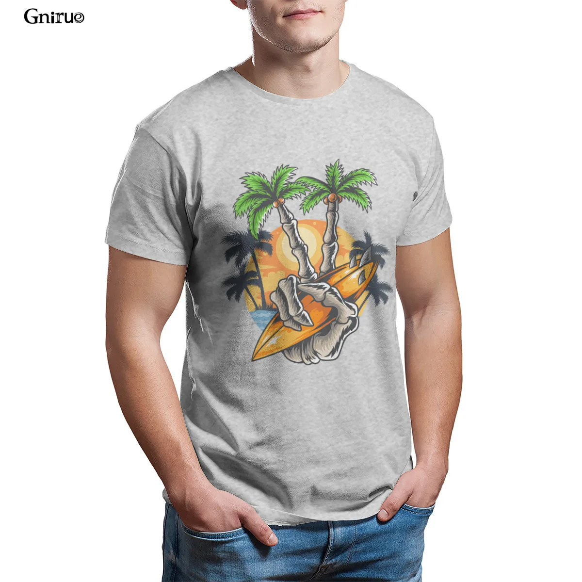 

Wholesale summer skull head palm tree Unisex Tie Dye T-Shirt Printing Games HipHop KoreanStyle Mens Clothes 98321