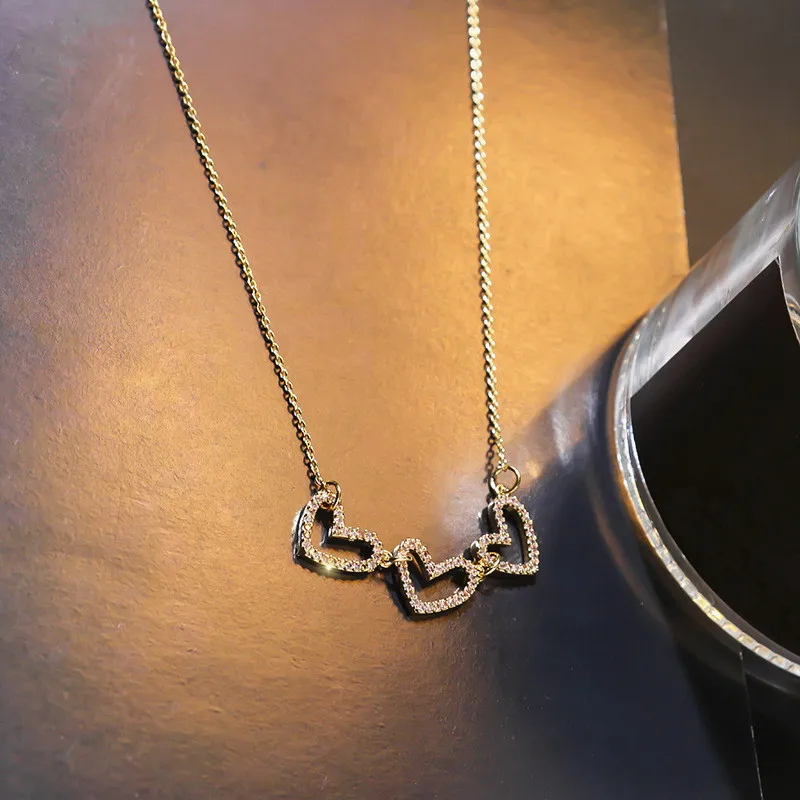 Женское позолоченное ожерелье-чокер Со стразы в форме сердца корейское простое