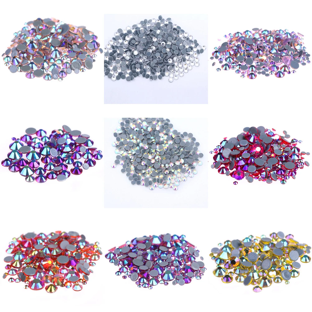 AB круглые плоские кристаллы стразы горячей фиксации стеклянные белые камни