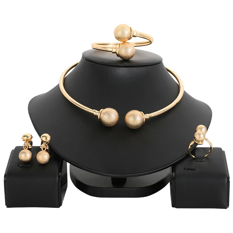 

Лидер продаж, Модный свадебный комплект ювелирных изделий из Дубая, Африки, Нигерии, ожерелье и серьги золотого цвета, романтичные женские свадебные комплекты ювелирных изделий