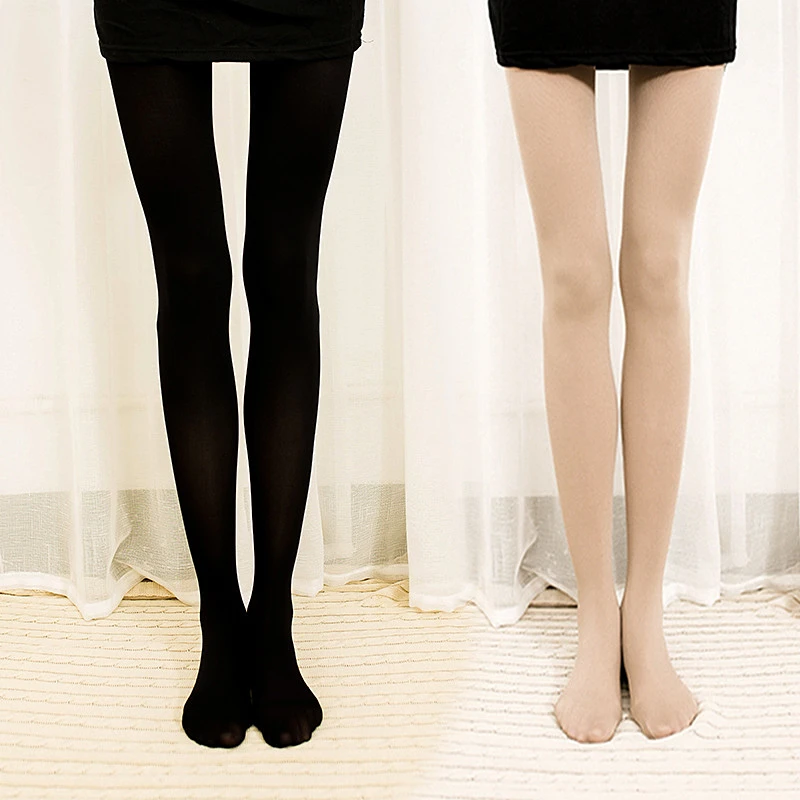 

Сексуальные Обтягивающие женские чулки черного цвета из плотной нейлоновой кожи, зима эластичные колготки, длинные эластичные Чулочные из...