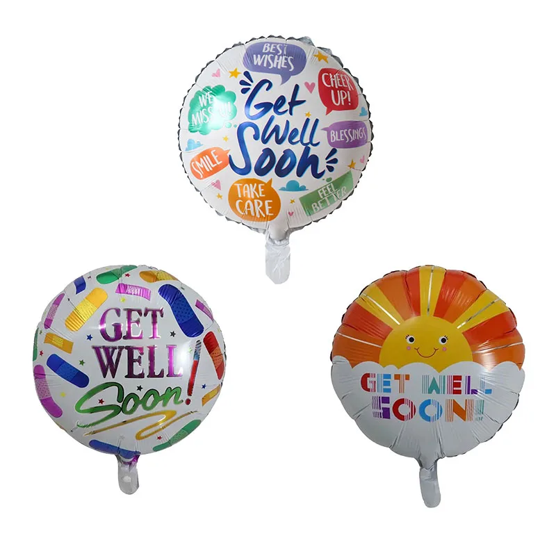 

10pcs 18inch Round GET WELL SOON Foil Balloons Ward Layout Rehabilitation Best Wishes Helium Globos Birthday Party Decorations