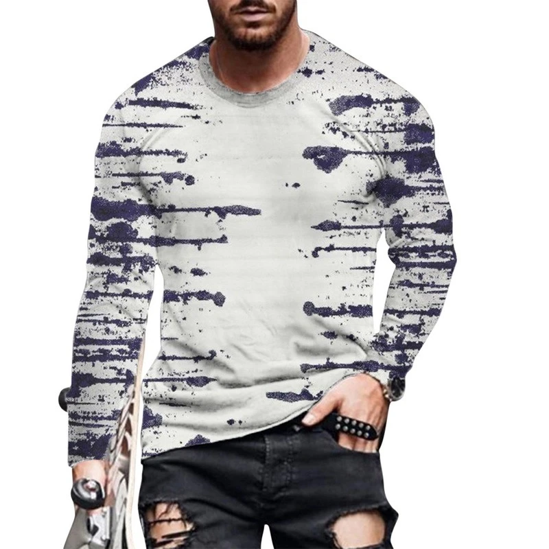 Футболка мужская с длинным рукавом и 3D-принтом свободного покроя | Мужская одежда